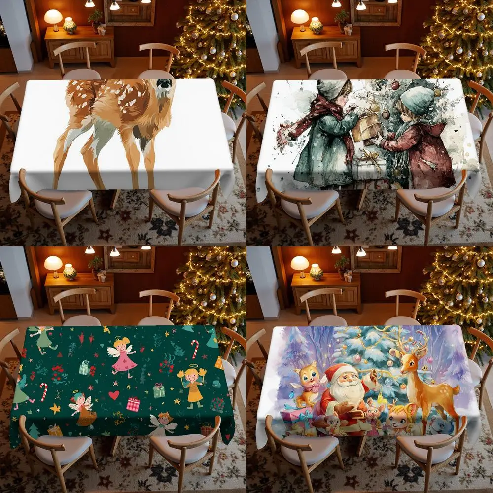 Christmas-themed Digital Prints Restaurant Kitchen Tablecloth Living Room Home Decoration Rectangular Party Decoration