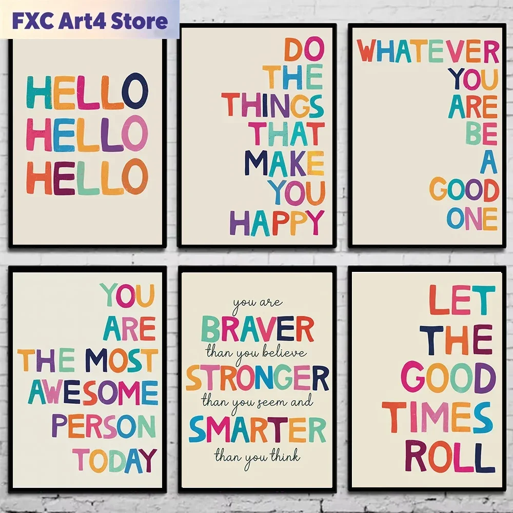 Affiche sur toile sans cadre avec citation inspirante rétro, peinture sur toile, art mural motivant pour le salon, décoration murale pour la maison