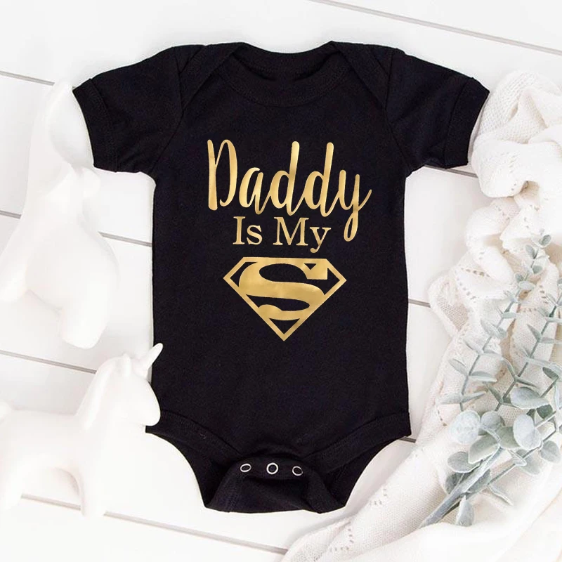 Baby Romper Newborn Baby Boys Girls Clothes Gold Daddy Is My Hero Funny Print Infant Baby Jumpsuit Cute Casual Baby Bodysuit