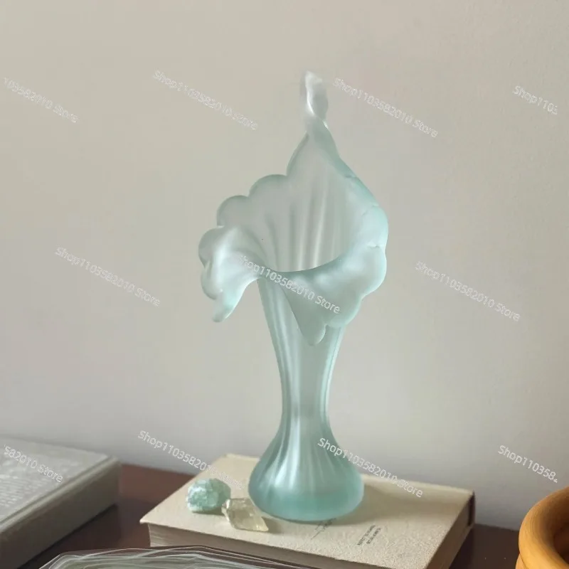 Art Nouveau Medieval Niche Flower Ornament, Frosted Glass Vase Living Room Soft Jewelry Bottle