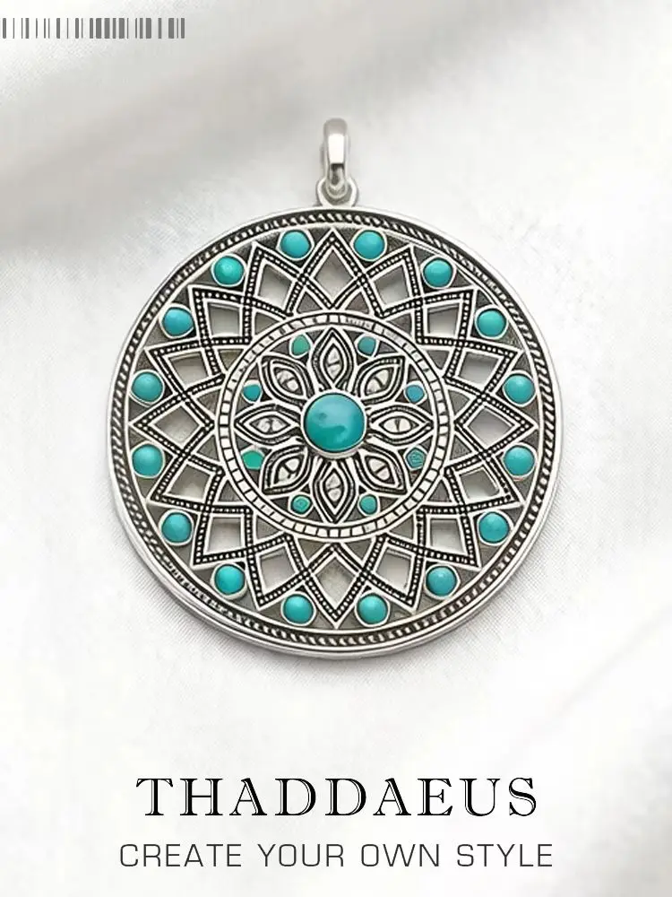 Wisiorek Niebieski Turkusowy Kamień Ozdoba Brand New Fashion 925 Sterling Silver Biżuteria Europa Akcesoria Prezent Dla Kobiet — zdjęcie 2