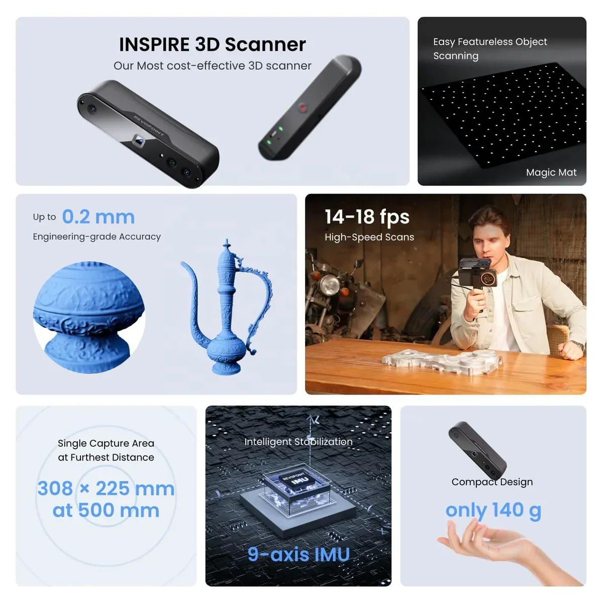 Revopoint Wholesale INSPIRE User-friendly Cost-effective 3D Scanner For 3D Printers