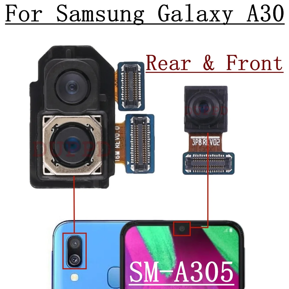 Rear Front Camera For Samsung Galaxy A30 A40 A305 A405 Frontal Selfie Wide Backside Ultrawide Back Camera Module Spare