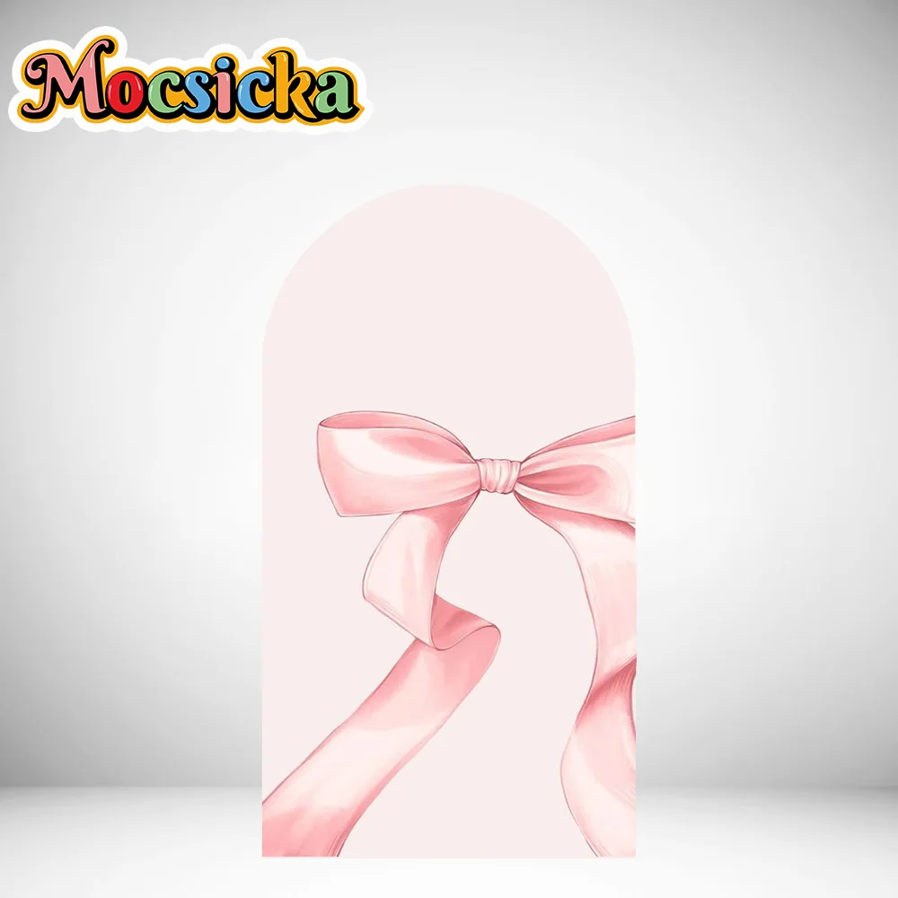 Mocsicka cubierta de arco de 2 caras cinta de lazo rosa decoración de cereza telón de fondo arco de Baby Shower pared niño fiesta de cumpleaños foto Banner