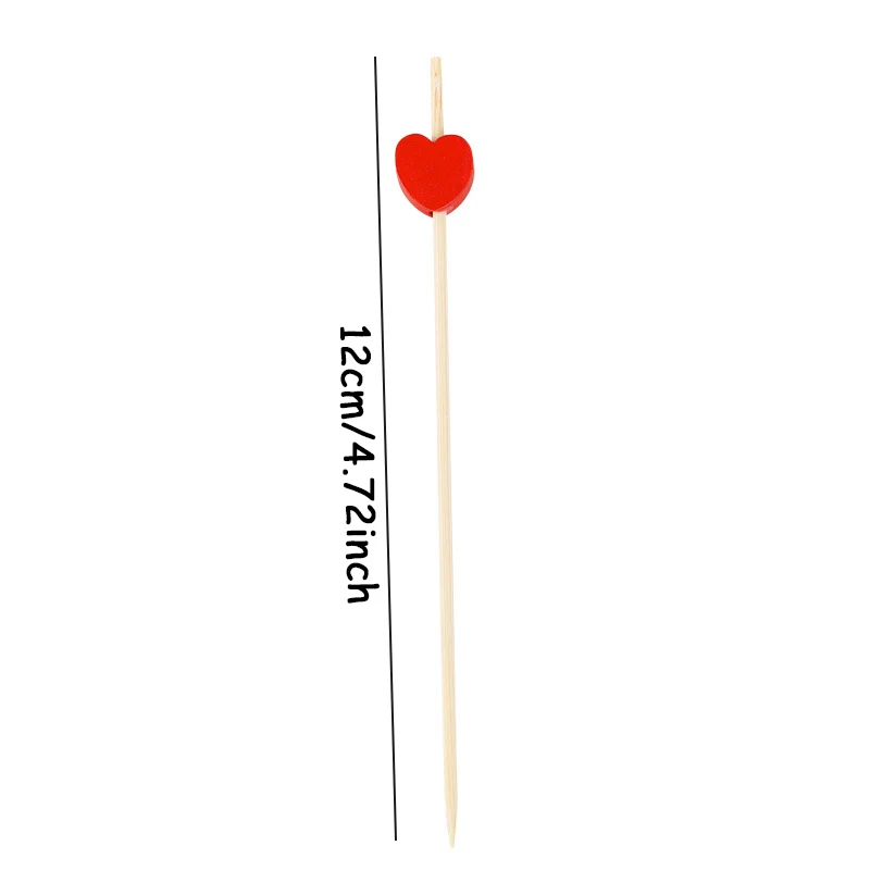 100pcs 12cm Heart Shaped Bamboo Pick Buffet Cupcake Fruit Fork Party Dessert Salad Stick Cocktail Skewer for Wedding Party Decor - view 6