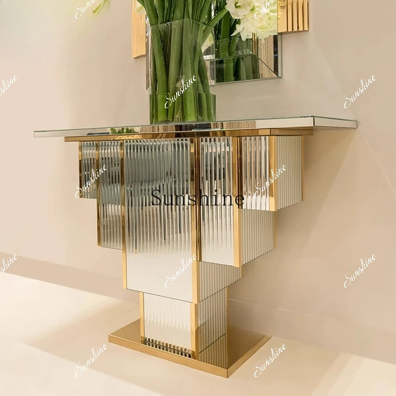 European style wall view table light luxury living room corridor opposite door entry decoration cabinet  FT