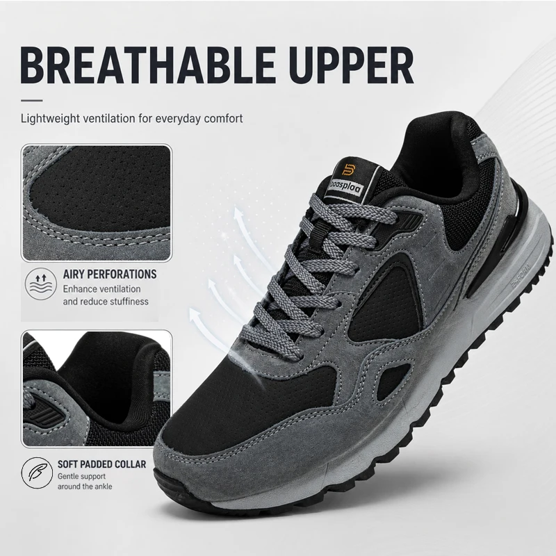 Baasploa Men Casual Sneakers Leather Fashion Trainers Daily Wear Lifestyle Shoes for Men New Comfortable Sport Shoes Non-Slip view 4