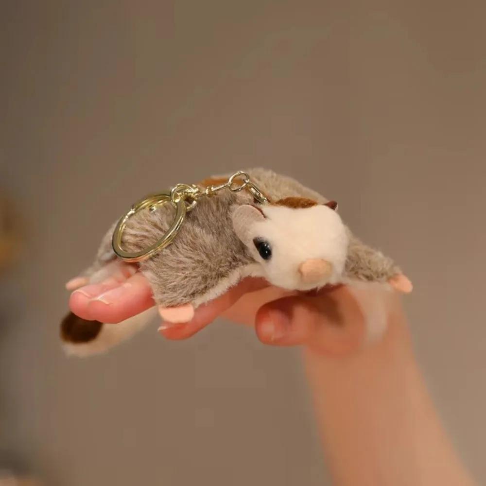 Cute Soft Fluffy Animal Keychain Mini Lovely Sugar Glider Keyring Hanging Polyester Flying Squirrel Pendant Home