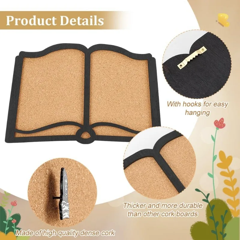 Pin Board Book Cork Board Bulletin Display Board 0.8inch Thick Wall Mounted Cork Board for Brooch Pin Storage Office Home