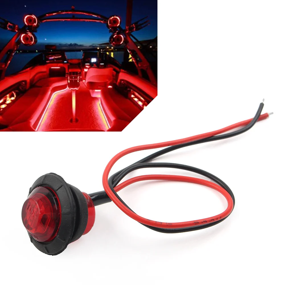 1Pcs 3/4'' Round LED Light Front Rear Side Clearance Marker Lamp DC 12V For Car Truck SUV Bus Trailer Van etc