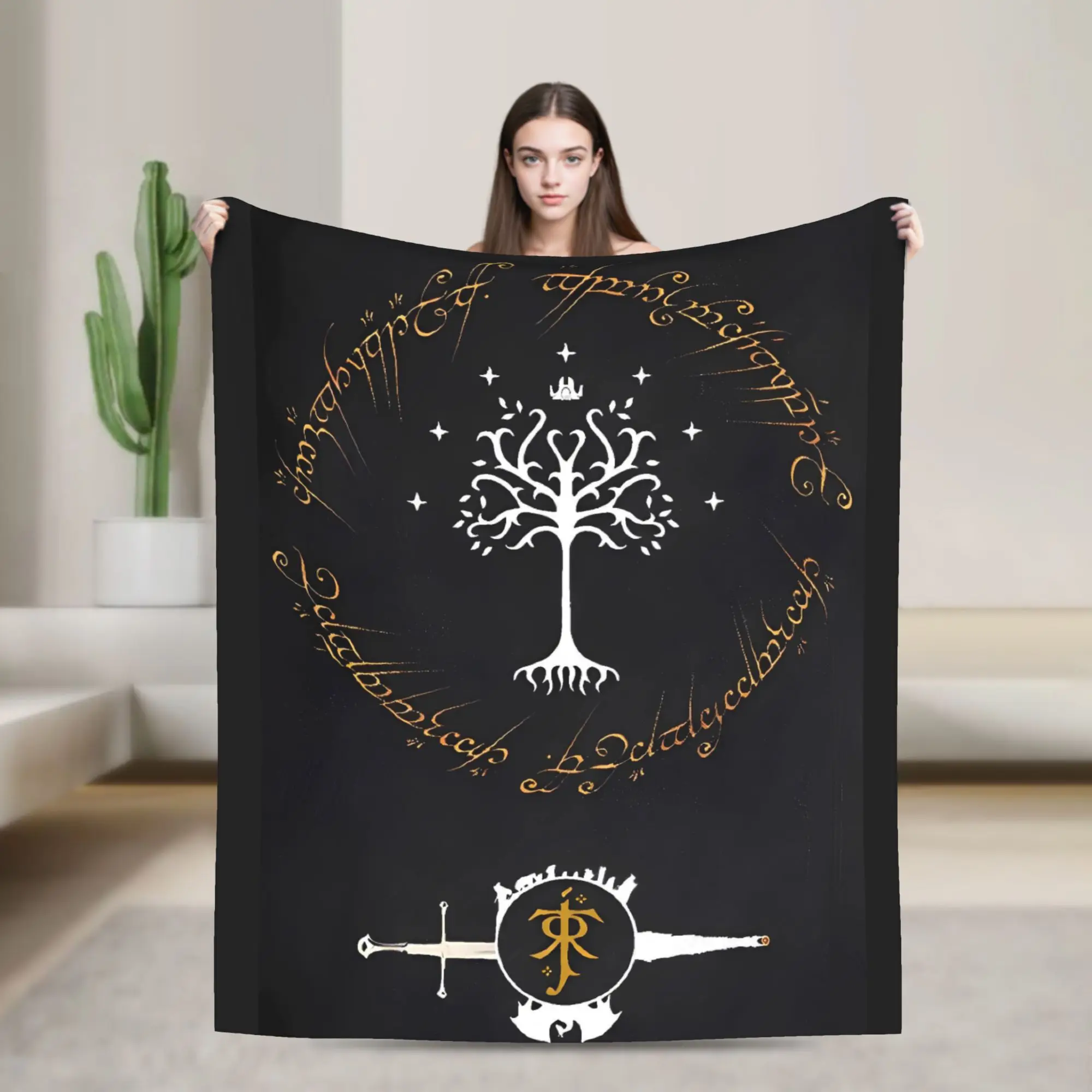 L-Lords Of The R-Rings  Blanket  Travel Office Flannel Throw Blanket For Bedroom Soft Warm Design Quality Bedspread