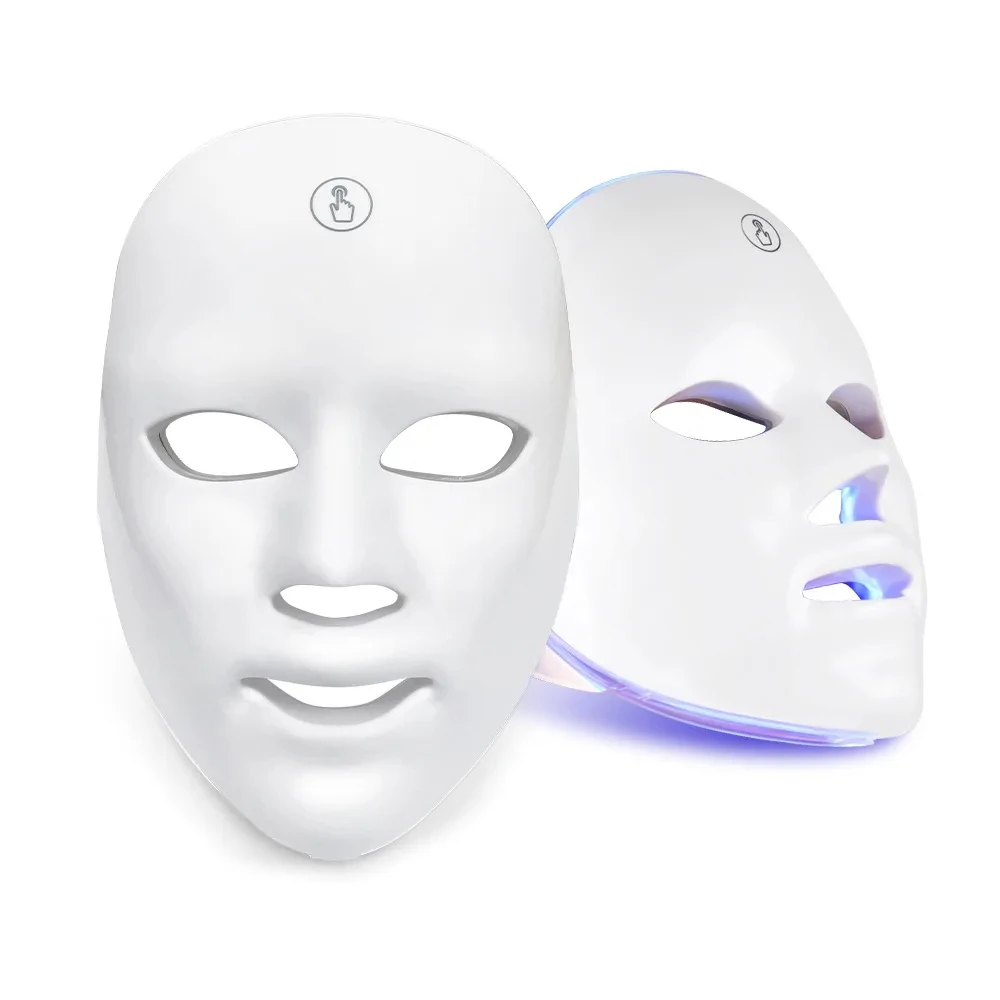 Mascarilla Facial de terapia con luz roja LED, 7 colores, foto, radiofrecuencia, rejuvenecimiento de la piel, herramienta para el cuidado de la piel