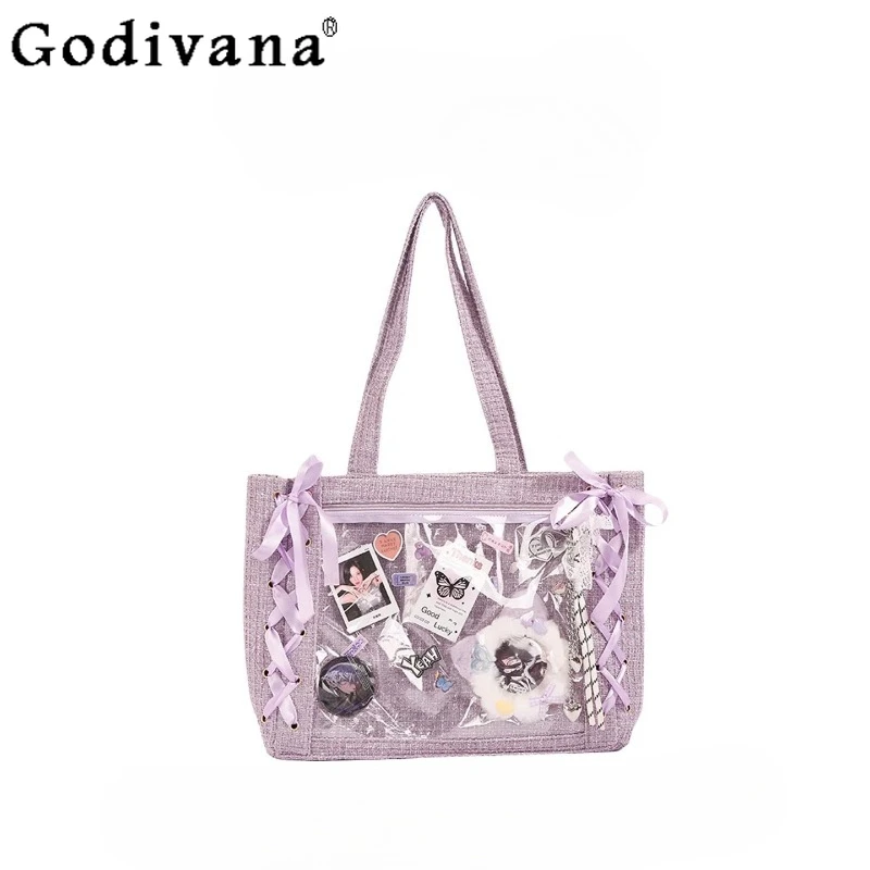 

Two-dimensional Japanese Original Lolita Large-capacity Ribbon Itabag Comic Show Star Chasing Leisure Shoulder Bag for Women