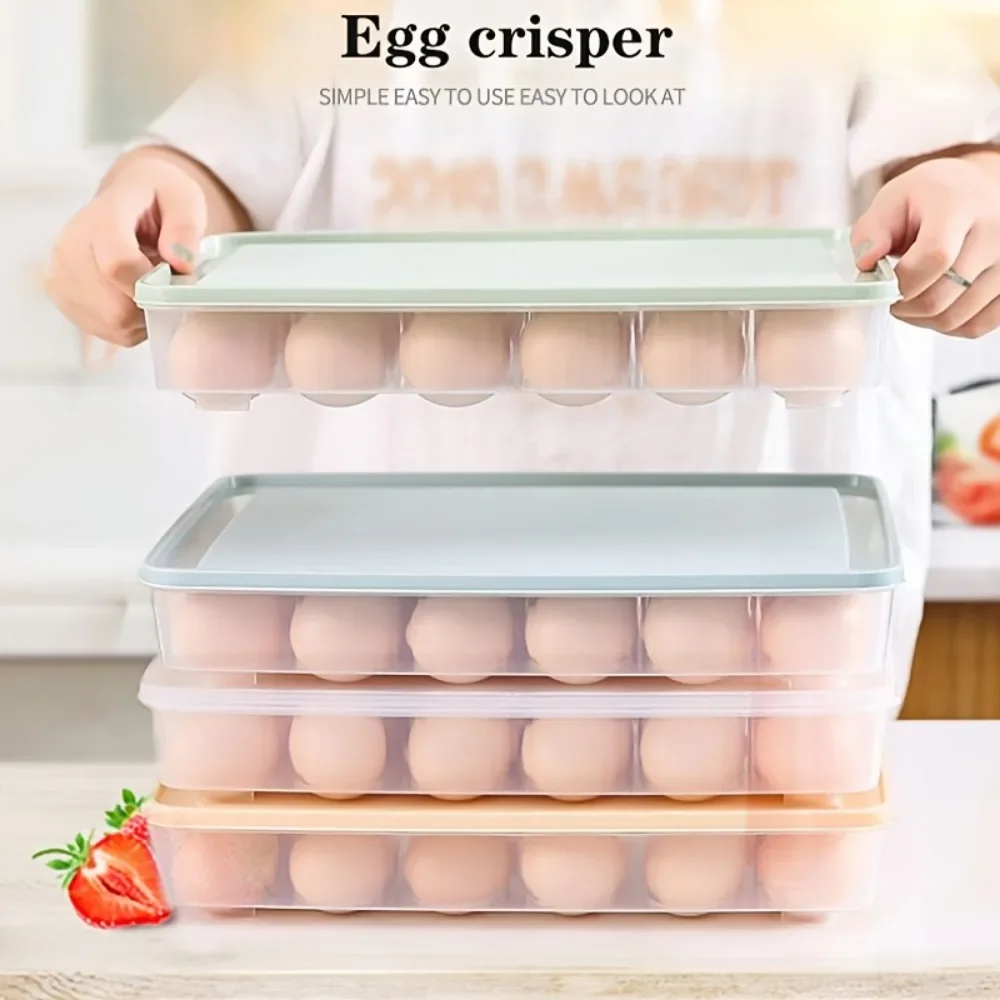 1pc Refrigerator Egg Crisper Fresh-keeping Box 15/24 Grids Egg Storage Compartment Kitchen Transparent Plastic Thickened Egg Box