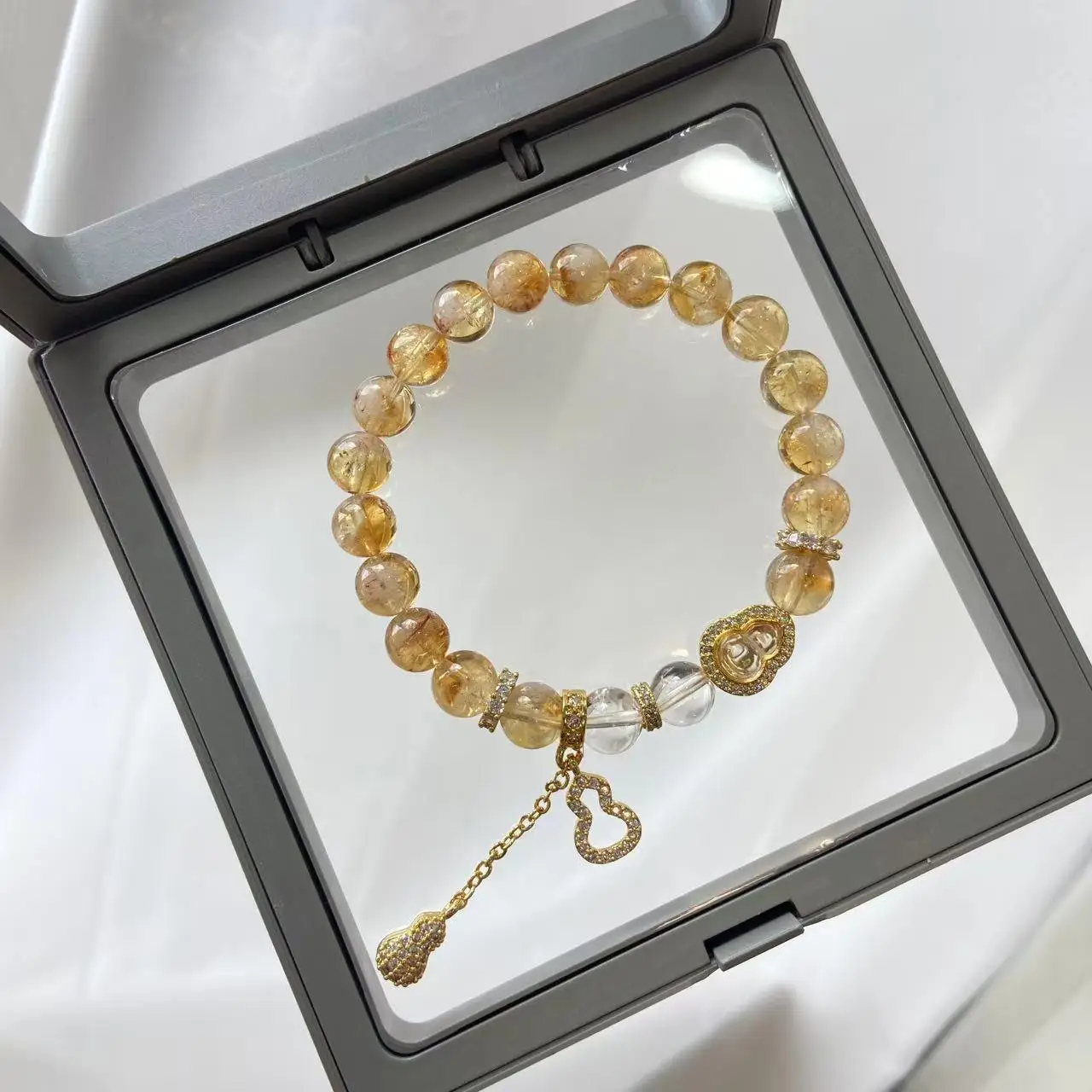 

2026 Original Design Golden Wind Jade Dew Yellow Tower Crystal Gourd Bracelet Natural Citrine White Crystal Bracelet For Women G