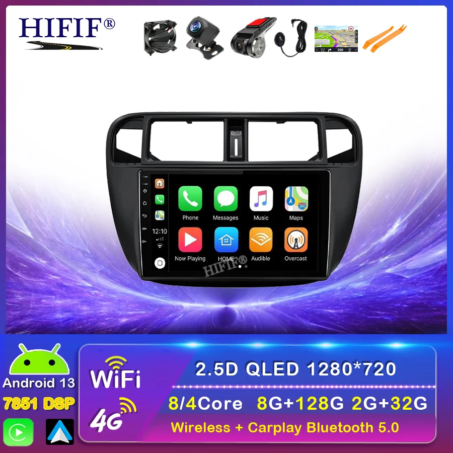 

Автомагнитола для Honda Civic 1996-2001 LHD Android, автомобильное радио Carplay, мультимедиа, Wi-Fi, Gps-навигация, головное устройство, стереоплеер, рекордер, навигатор