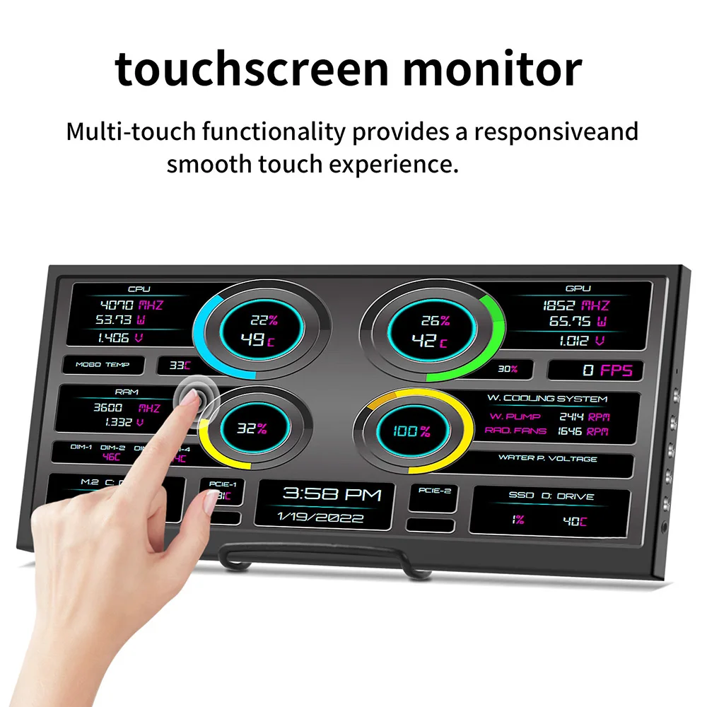 12.3 Inch Touchscreen Monitor1920x720 IPS Stretched Bar Touch Screen Monitor HDMI for Laptop PCTemperature Aida64 RAM Monitoring