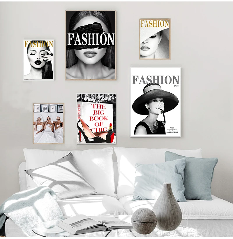 Print Sexy Beauty Canvas Art Painting Photography Wall Picture Modern Salon Girl Room Decoration Fashion Poster Magazine Cover