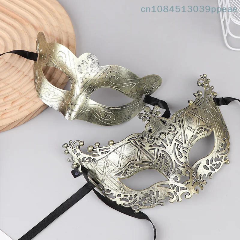 Masque d'halloween rétro demi-visage, 2 pièces, décorations de fête, accessoires en plastique pour femmes, masque de danse