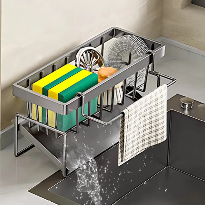 

Towel Rack Filter Basket Kitchen Sink Drain Rack Soap Sponge Holder ABS Plastic Organizer Bathroom Storage Accessories