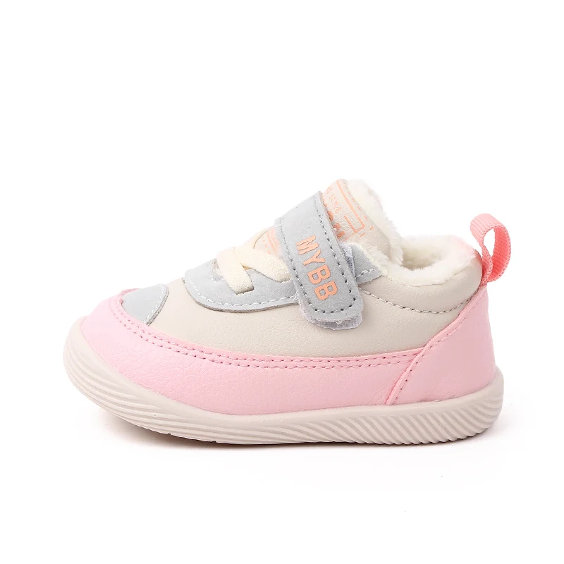 Baby Outdoor Walking Shoes Rubber Sole Soft PU Leather Chirldren Sneaker Infant Shoes Warm Lining Inside 2023 Baby New Fashion