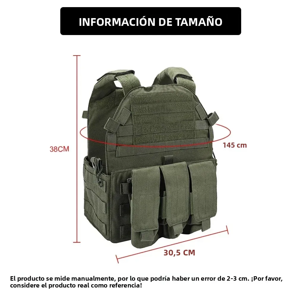 SINAIRSOFT chaleco táctico MOLLE portaplacas con bolsas revistas