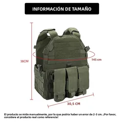 SINAIRSOFT chaleco táctico MOLLE portaplacas con bolsas revistas