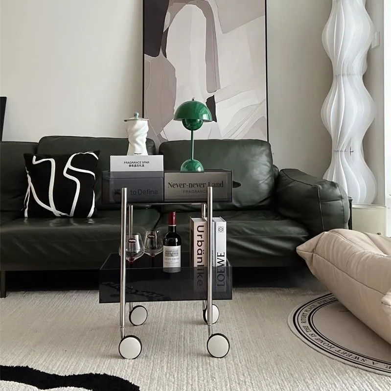 Acrylic trolley Multifunctional kitchen snacks Multi-layer rack cabinet Living room sofa corner