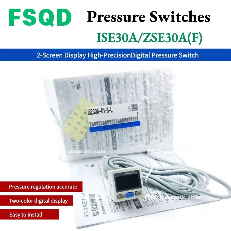 

ISE30A ZSE30A ZSE30AF-01-N P A B C D E F-L-ML 2-Screen Display High-PrecisionDigital Pressure Switch ISE ZSE Pneumatic tool