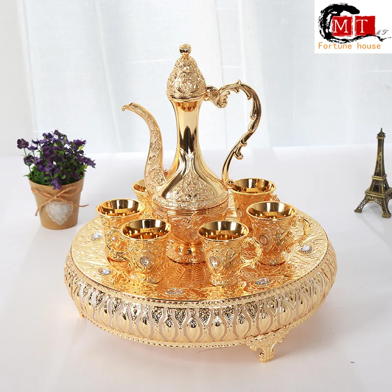 

New small pattern wine pot wine distributor household drinking utensils with high plate and diamond for Party