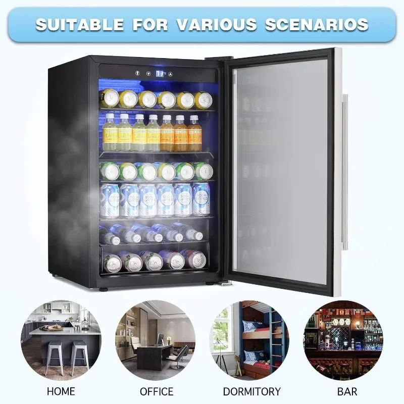Antarctic Star Beverage Refrigerator Cooler - 145 Can Mini Fridge Glass Door for Soda Beer or Wine