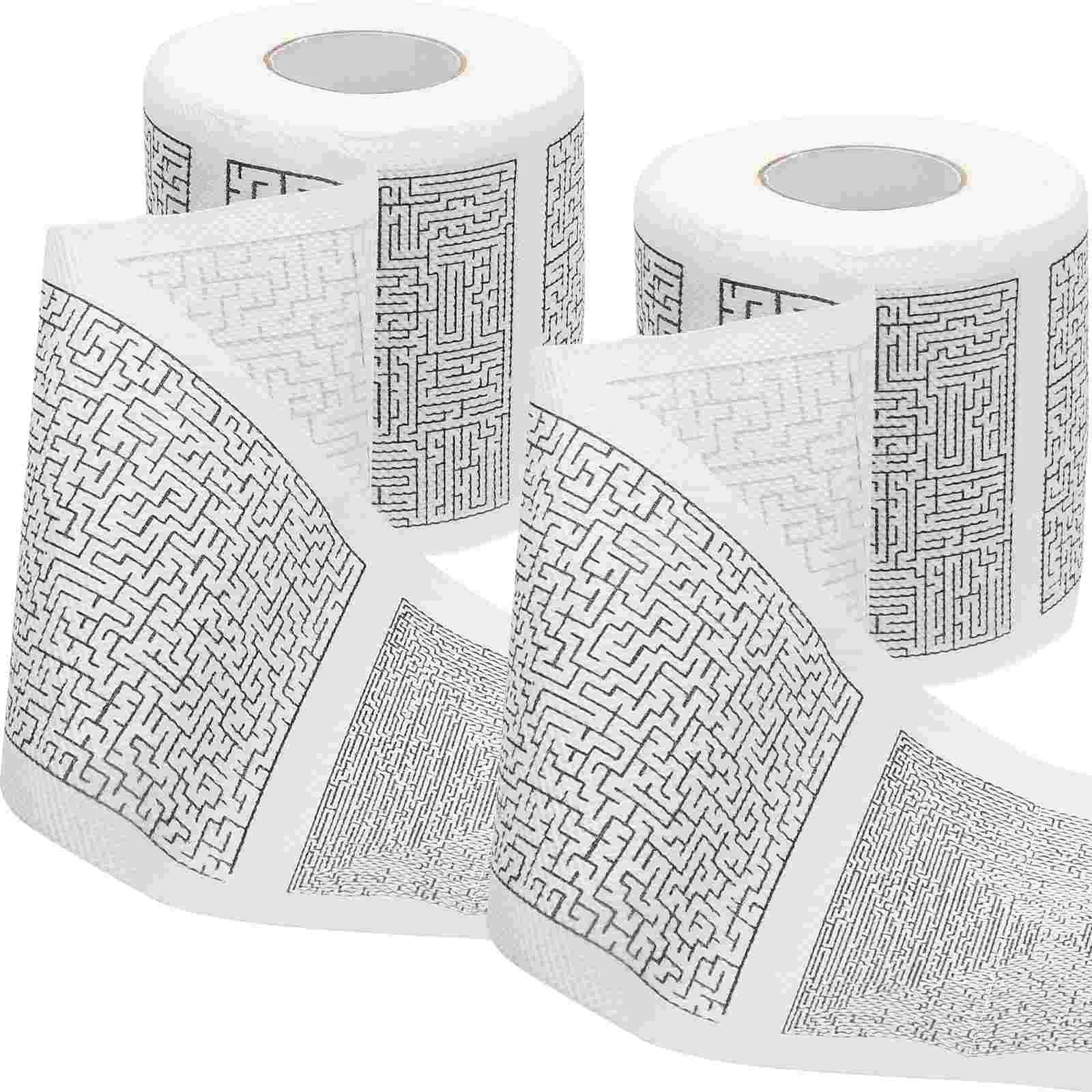 

2 Rolls Household Toilet Paper Rolls Bathroom Tissue Roll Toilet Tissue Paper Printed Pattern Tissue Paper