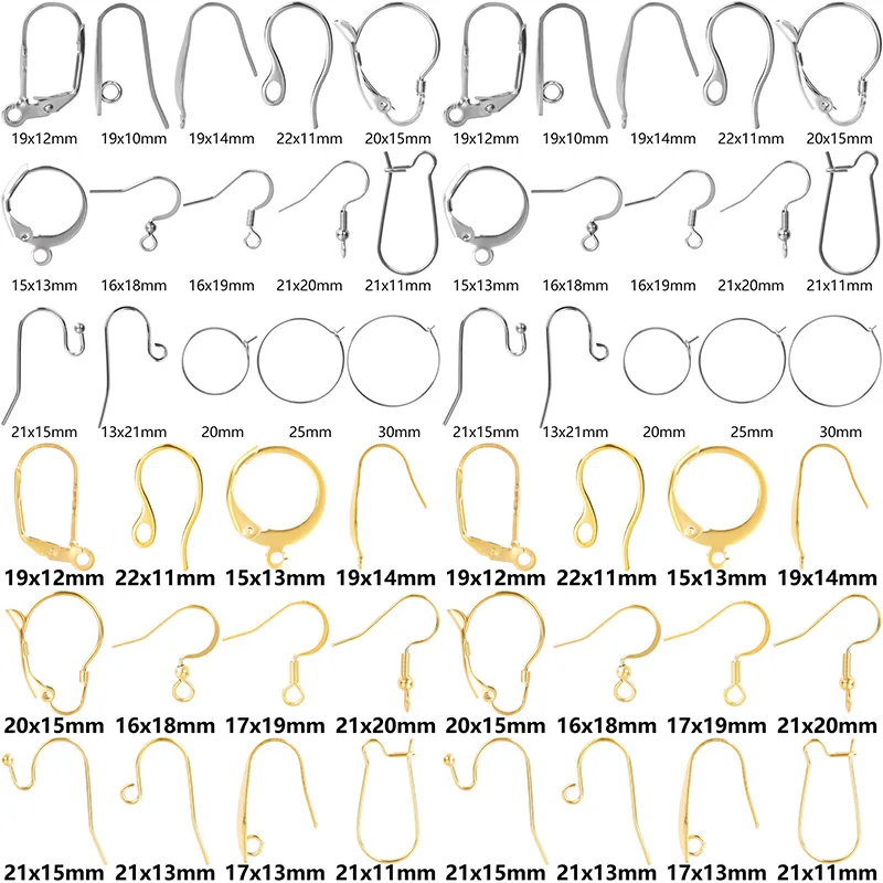 10/20Pcs Stainless Steel Ear Hooks Wire Settings Base Findings French Earrings DIY Clasps Hoop Earrings Jewelry Making Supplies