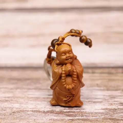 Porte-clés bouddha en bois naturel, gravure tridimensionnelle, pour filles et hommes, bijoux porte-bonheur, nouvelle collection