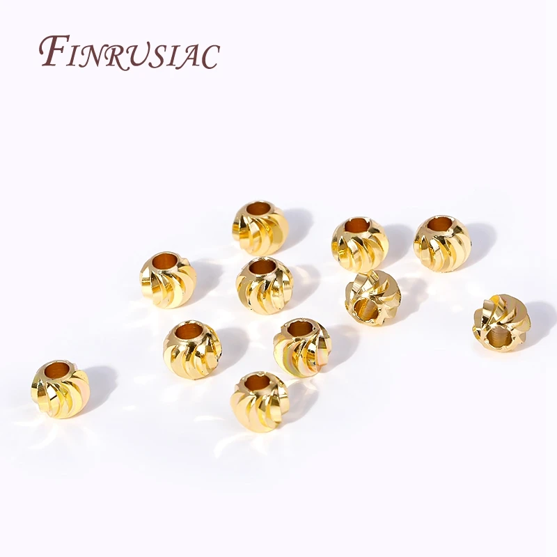 18K vergoldete Abstandshalter-Perlen für die Schmuckherstellung, 2,5-6mm Perlen-Trenner, dekorative Perlen für Armbänder, DIY-Zubehör Großhandel – Detail 34