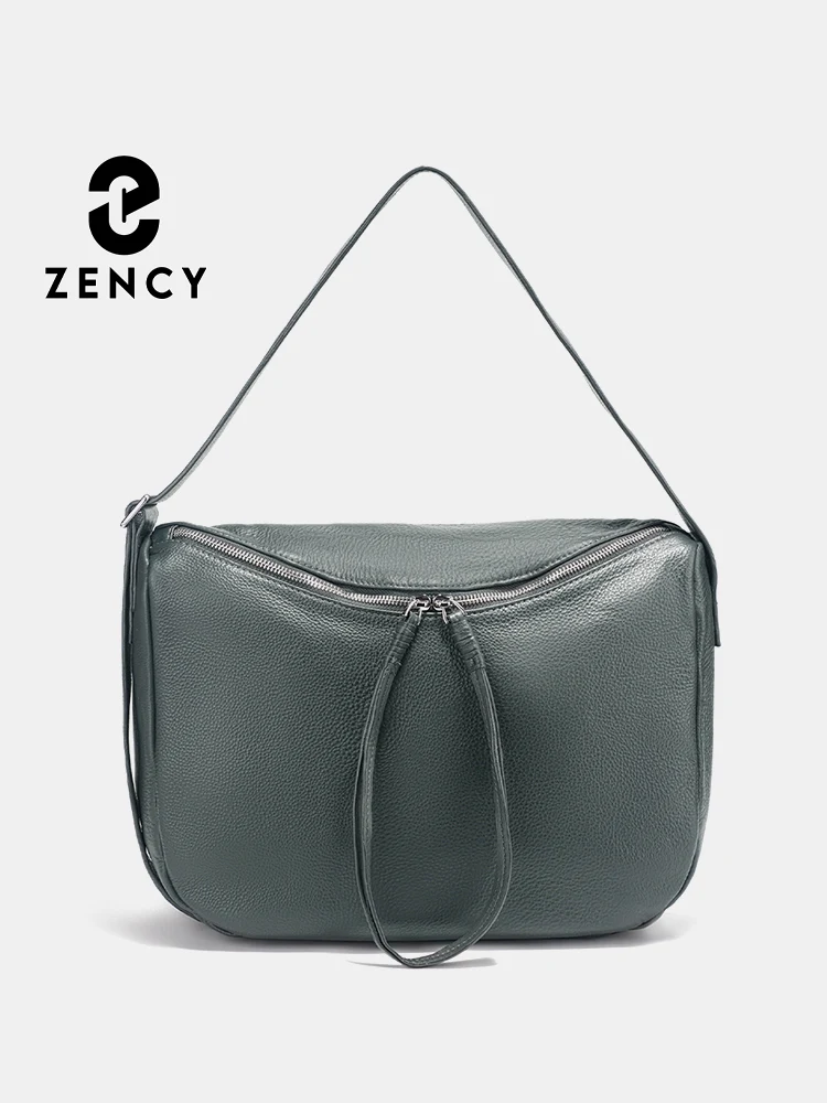 

Zency Soft Leather Women's Hobo Bag Dark Grey Shoulder Bag Large Pockets for Work Travel Foldable Handbag 2025 Trendy Fashion