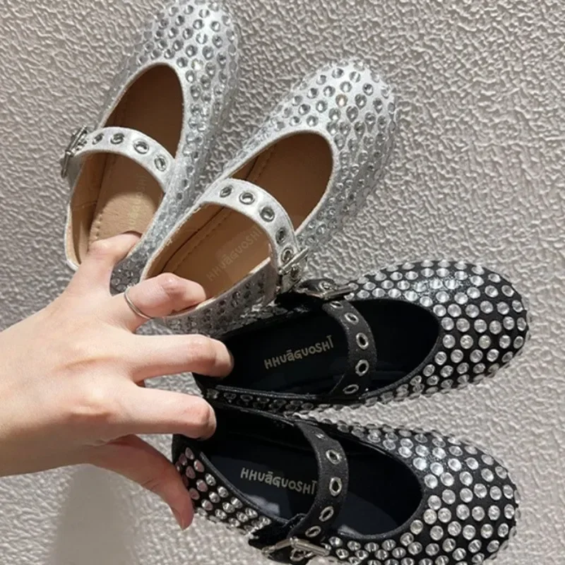 Girls Shoes Autumn Toddler Kids Fashion Mary Jane Dress Party Ballet Flats Children Brand Sandal Show Dance Rhinestone Soft Sole