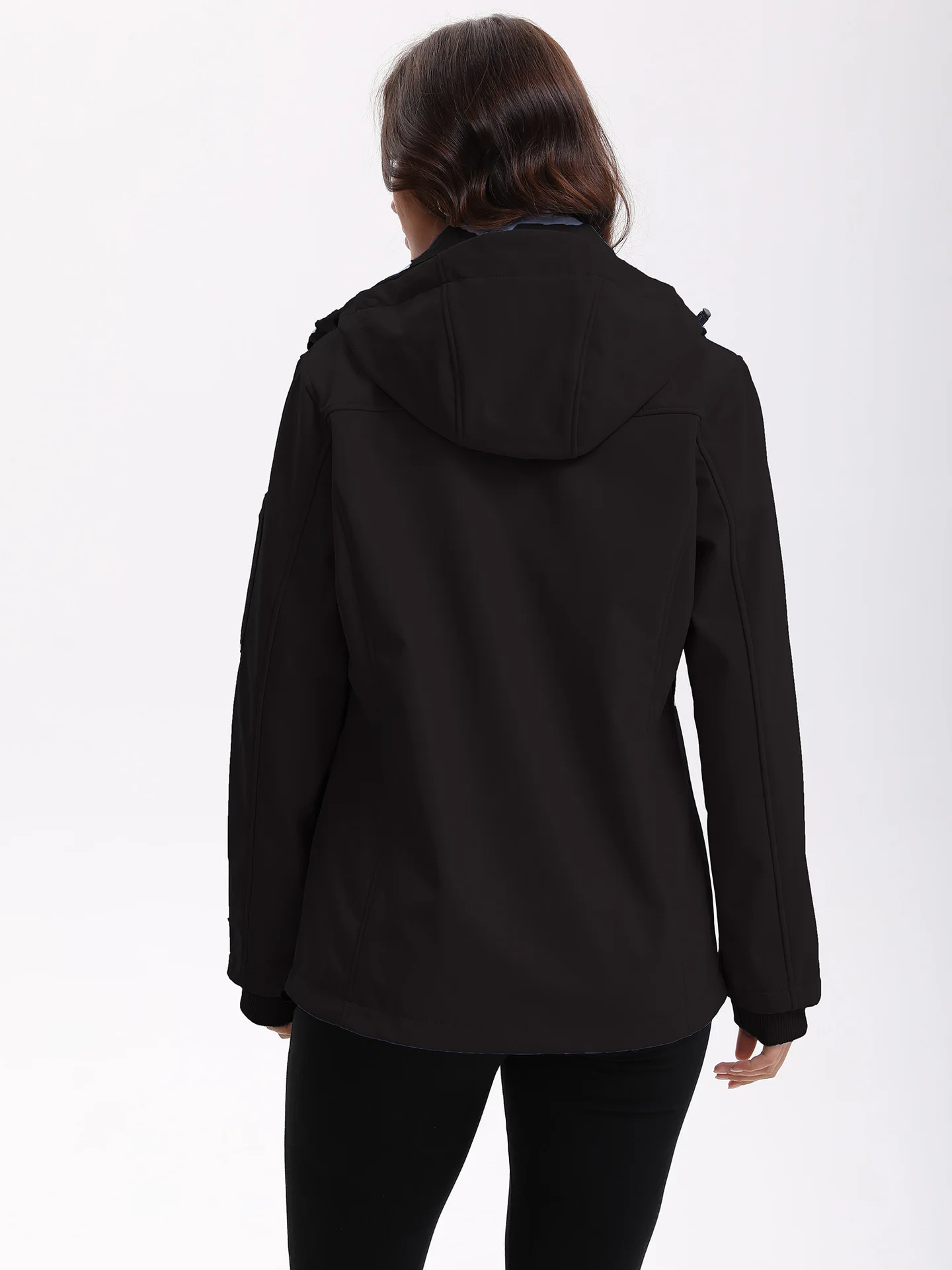 Women's Detachable Hat Jacket with Multiple Pockets Fleece Lined Short Autumn Winter Coat European Size Clothing