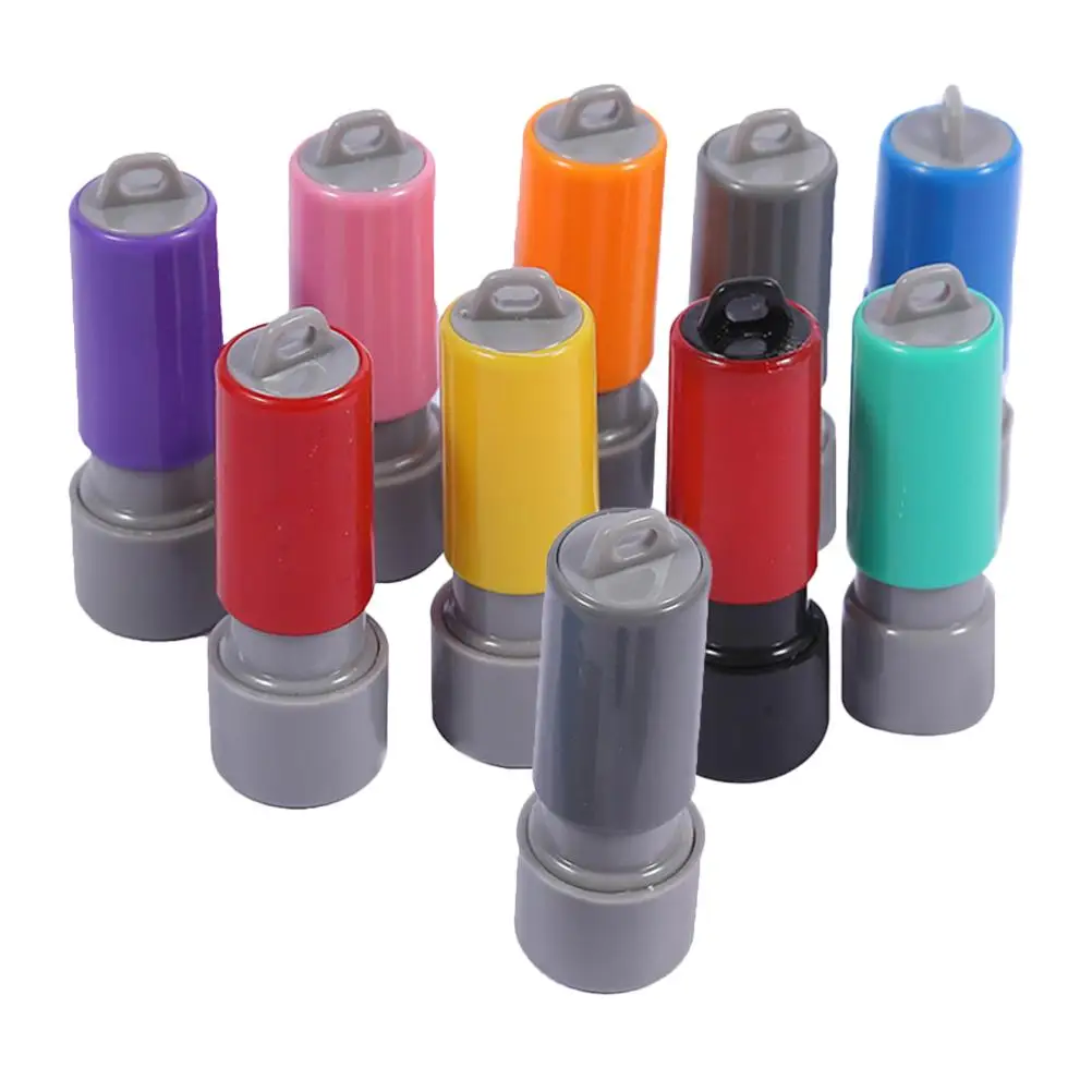 10 Pcs Round Seal Case Blank Stamps Plastic Name Making Tool Various Colors Material Lightweight Compact