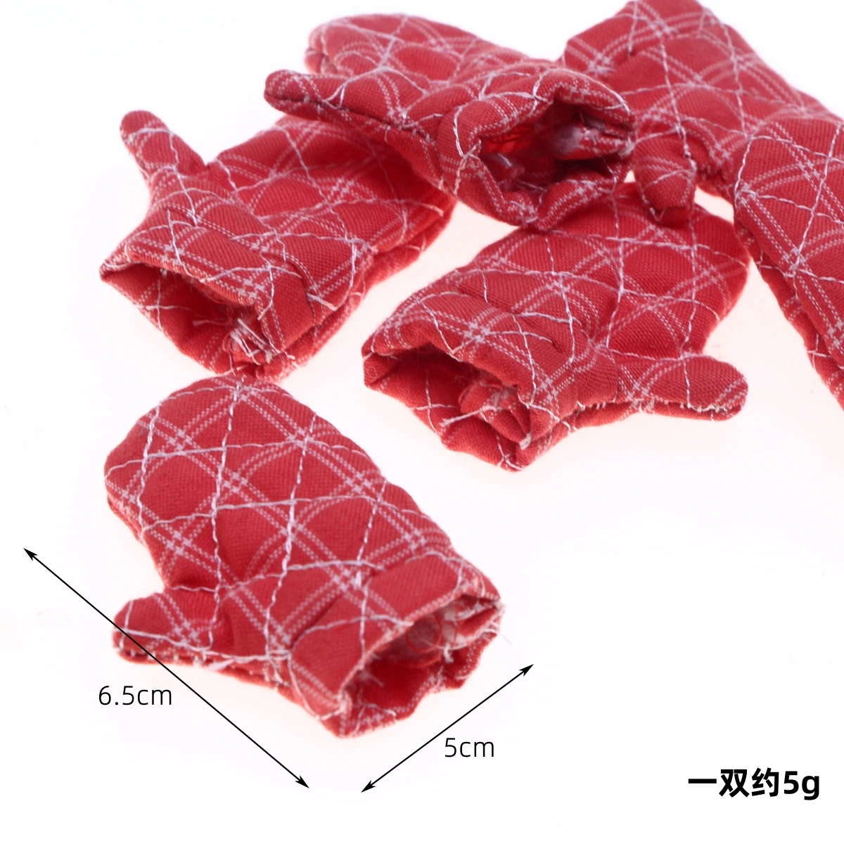 Dollhouse Miniature Christmas Elf Ffairy Doll Baking Checkered Gloves Model Simulation Dwarf Kitchen Heat Resistant Cooking Acce