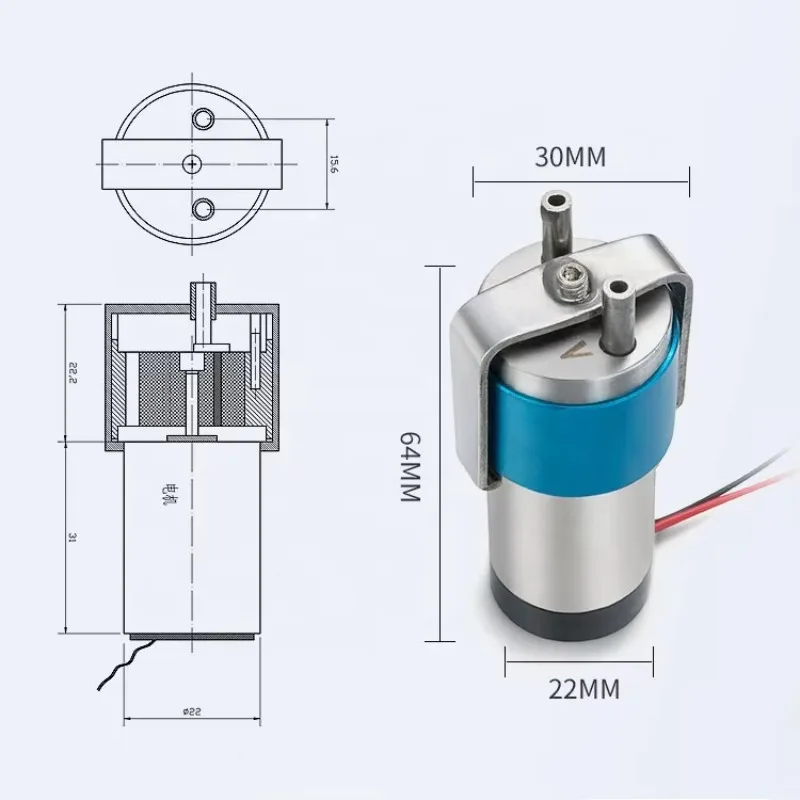 Brushed Coreless Motor Pulseless 12 V DC Quiet Micro Air Miniature Rotary Vane Vacuum Pump For Particle Counter