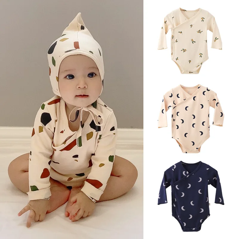 

Baby Jumpsuit In Spring Crawling Clothes for Baby Boys and Girls Cotton Printed Long Sleeve Bag Fart Clothes