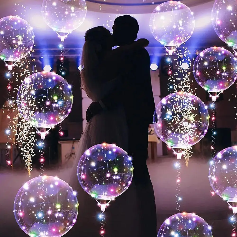 NEUE LED-Leuchtballons, die im Dunkeln leuchten, transparente LED-Bobo-Luftballons mit Lichterkette für Geburtstag, Hochzeit, Party, Dekoration