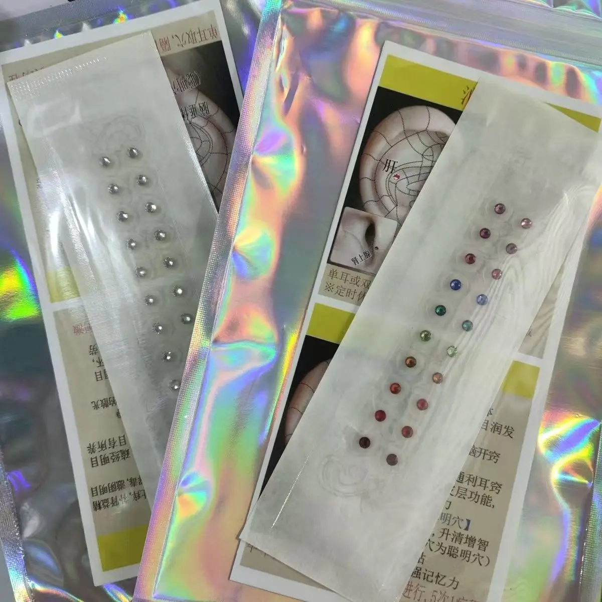 

200pcs/100pcs/20pcs Acupuncture Crystal/magnetic beads/ silver beads Auricular Ear Stickers Acupoint pressure stimulation patch