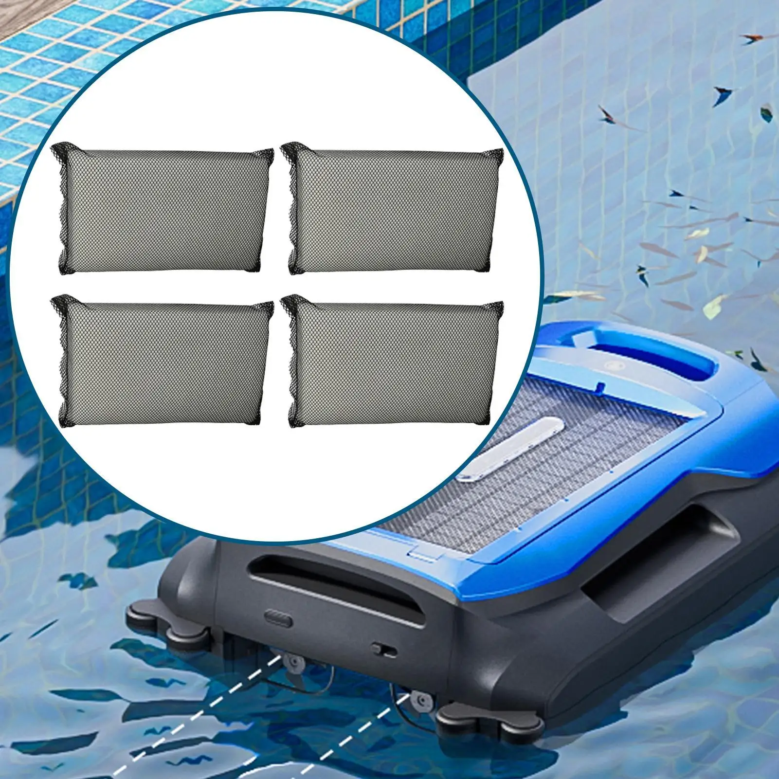 Pool Robot Vacuum Filter Pad 4Pcs/set Robotic Pool Cleaner Fine Filter Household Cleaning Replacement for Debris and Leaves