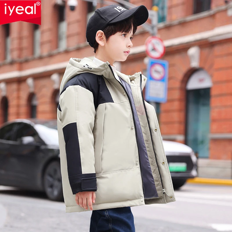 

IYEAL Boys Clothing Thick Warm Hooded Coat Kids Parka Teen Clothes Outerwear Children Winter Down Jacket Snowsuit