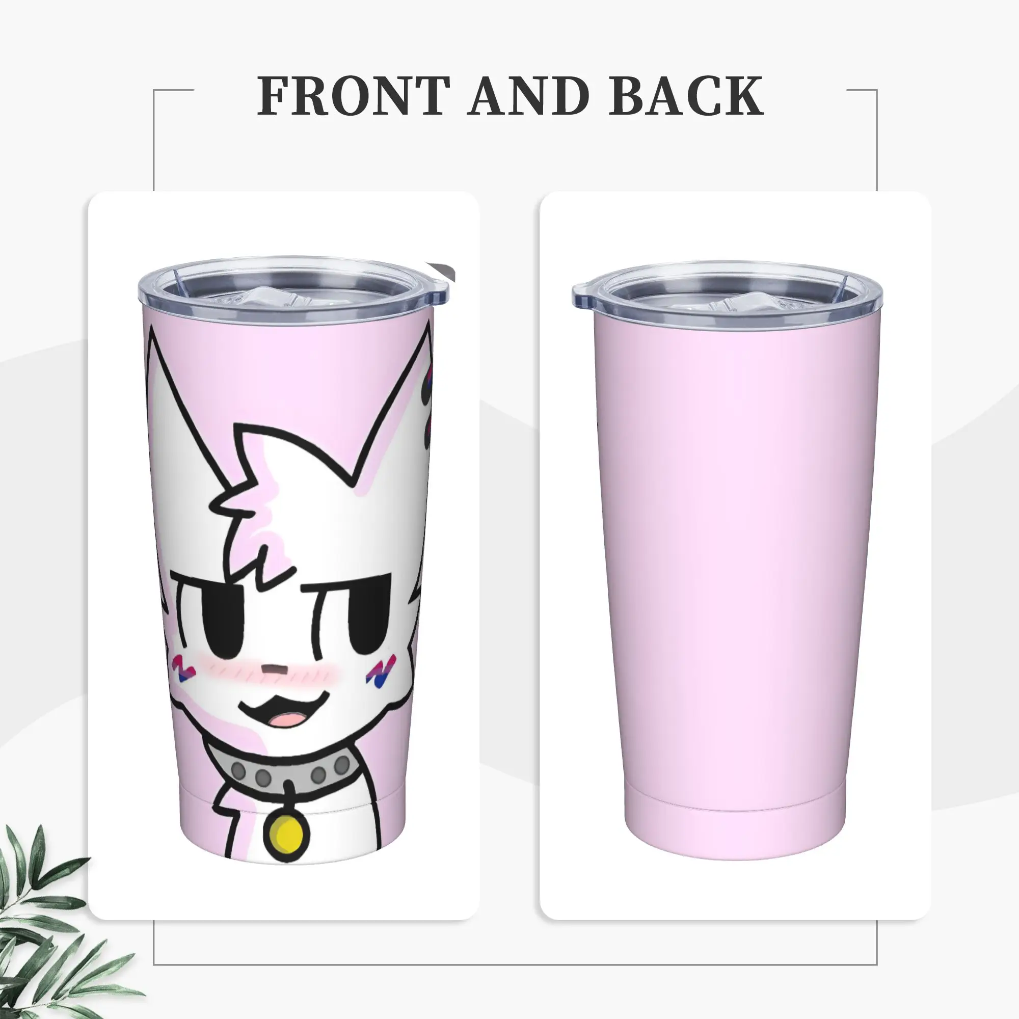 Boykissers Silly Insulated Tumbler with Straws Lid Cat Vacuum Thermal Mug Office Home Hot Cold Drink Cups, 20oz