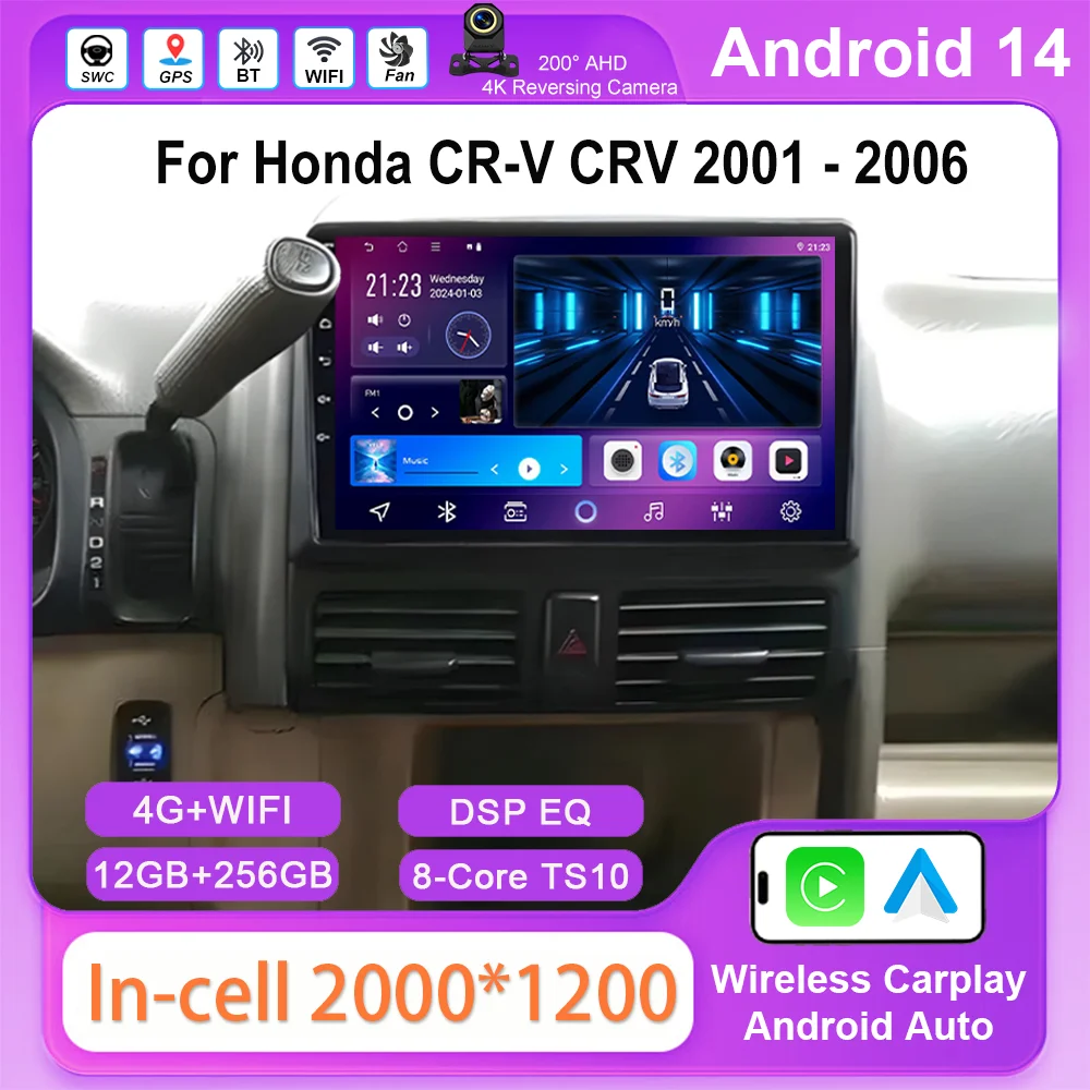 

Android Car For Honda CR-V CRV 2001 2002 2003 2004 2005 2006 Automotive Multimedia Video Player Navigation Carplay Screeo GPS