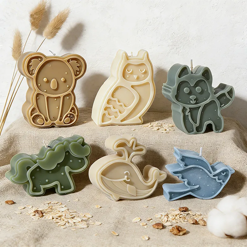 Cute Animal Silicone Candle Mold - DIY Bird Dolphin Koala Flying Dog Horse Aroma Soap Plaster Tool for Creative Home Crafting view 5