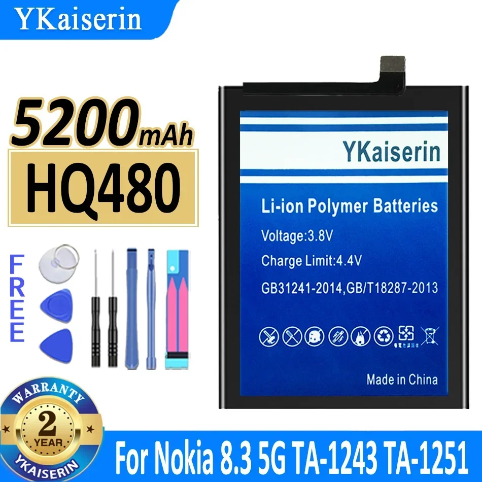 5200mah YKaiserin Battery HQ480 for Nokia 8.3 5G TA-1243 TA-1251 Bateria + Free Tools